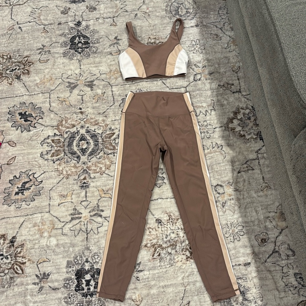 COPY - White brown and cream colored workout set